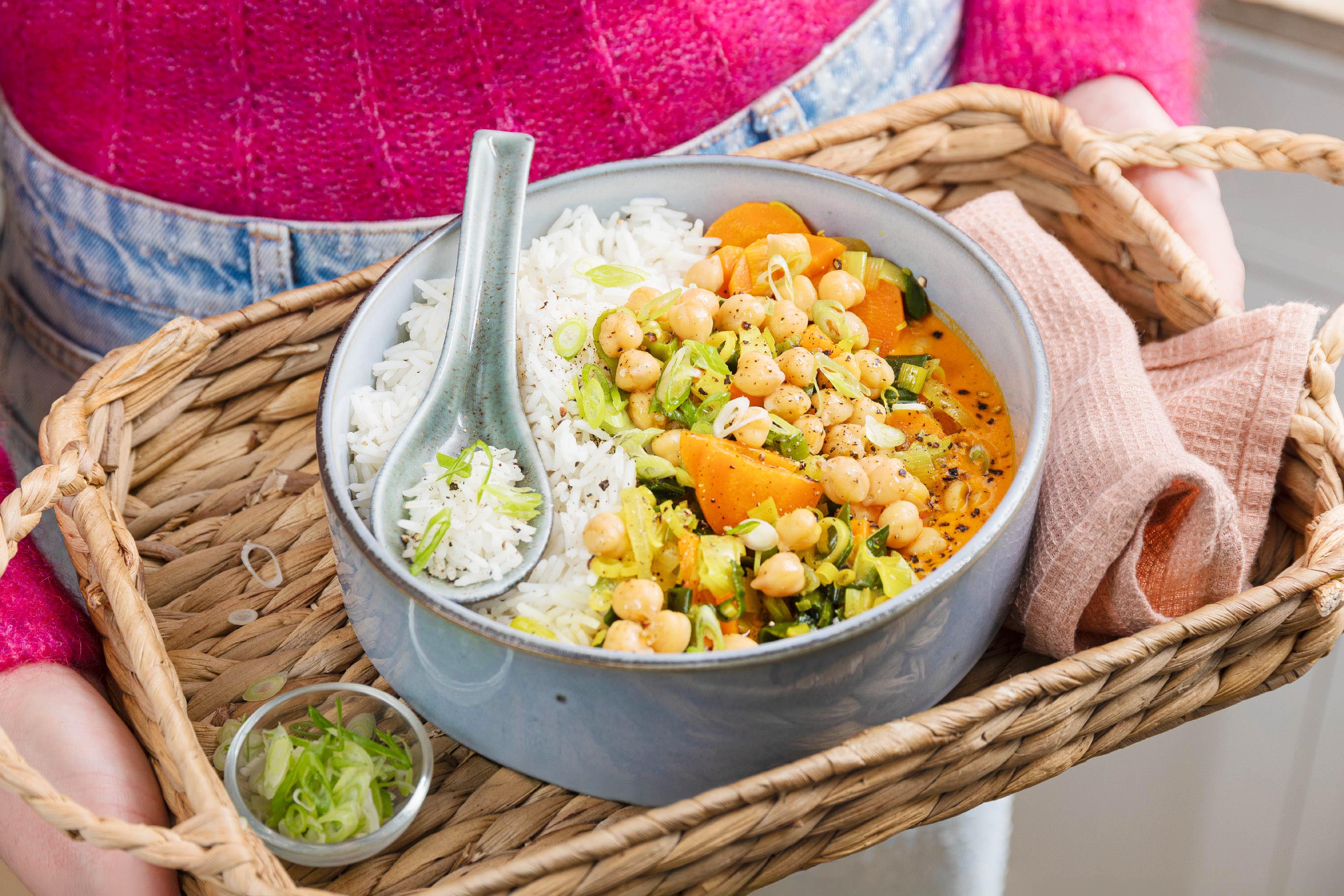 Curry de pois chiches et poireau aux épices cachemire