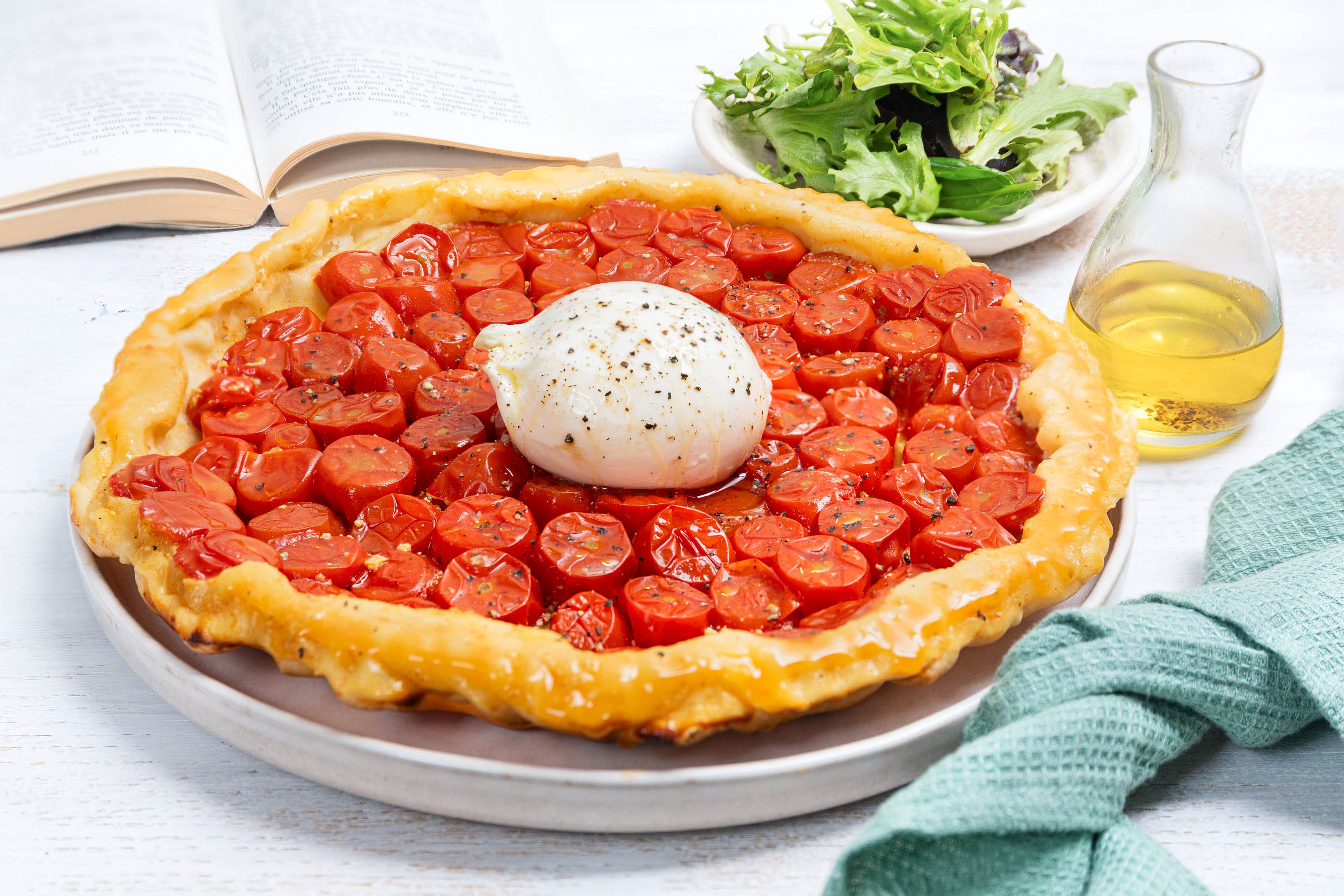 Tarte tatin de tomates cerises et burrata