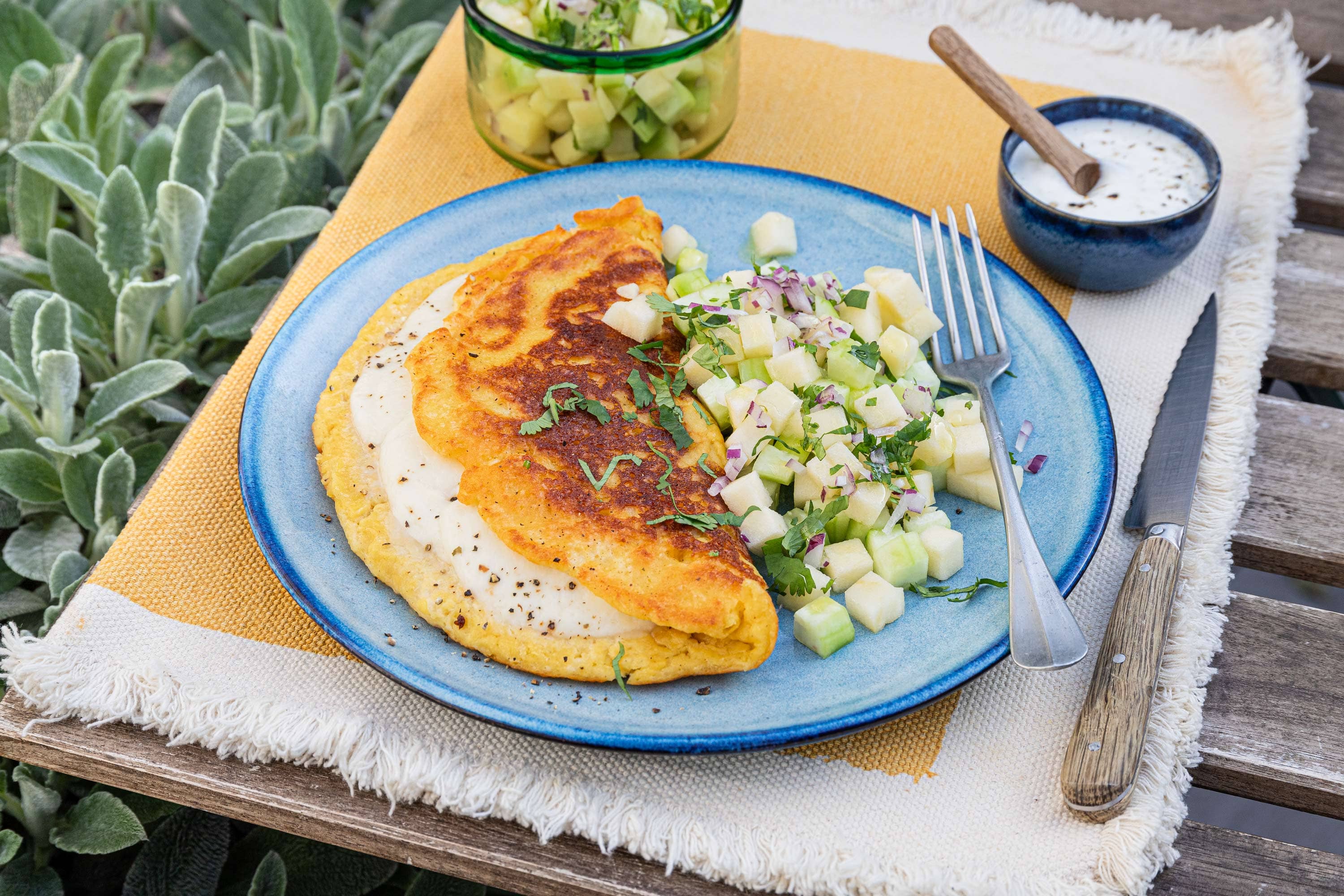 crêpes maïs à la crème de fèta