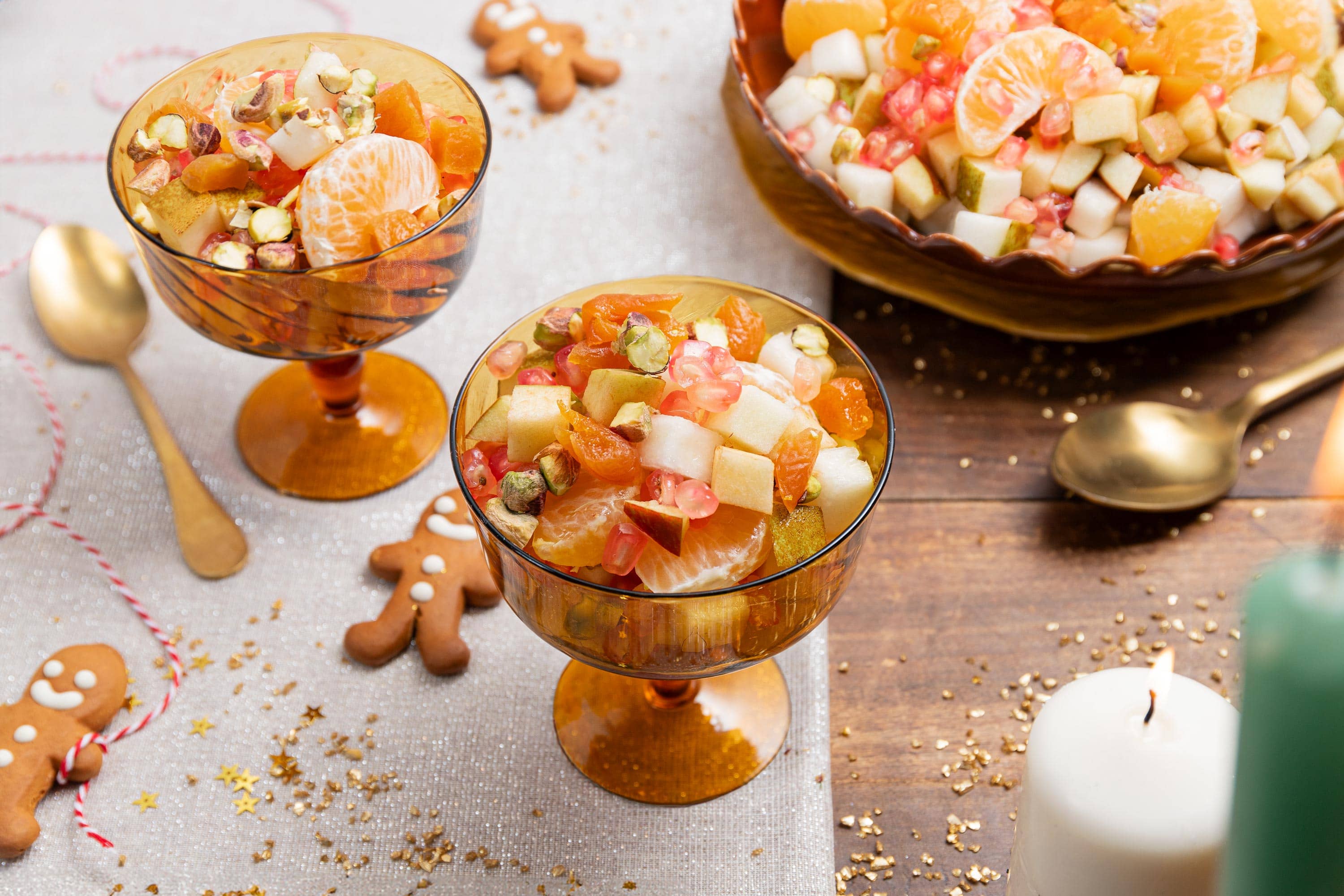 Salade de fruits de Noël à l'orange, citron et autres fruits de saison